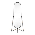 Modern Adjustable Standing Mirror with Black Frame and Copper Accents
