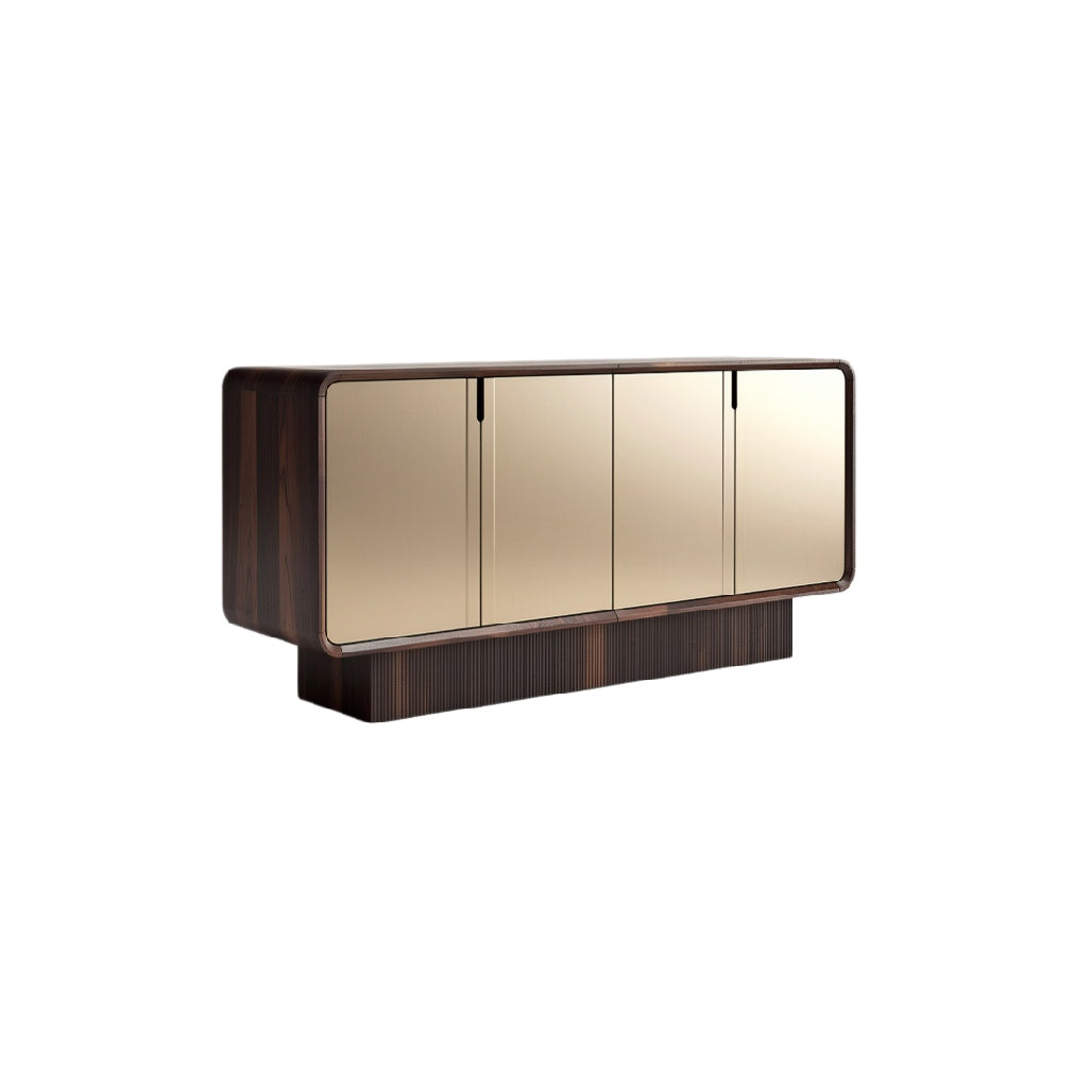 Modern Wooden Sideboard with Mirrored Front and Sleek Design