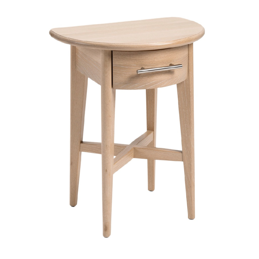 Modern Wooden Half-Moon Side Table with Drawer
